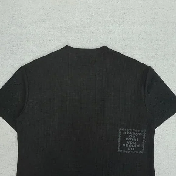Always Black Simple Lettering Short Sleeve T Shirt